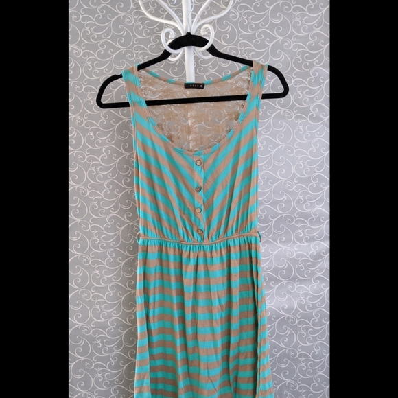 Edge Green & Tan Striped Sundress Medium - Picture 2 of 6